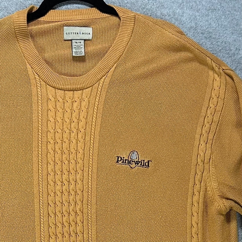 Cutter & Buck Sweater Pinewild Mens XL Yellow Cotton Rayon Preppy Golf